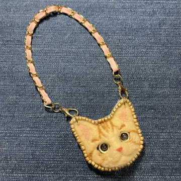 갈색 고양이 얼굴 백참 양모 펠트 핸드메이드