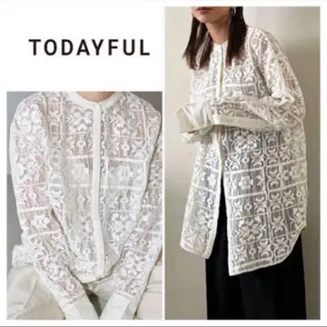 TODAYFUL 블록 레이스 셔츠 레이스 셔츠 화이트