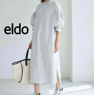 [새상품급] eldo 볼륨 슬리브 셔츠 원피스 화이트 프리