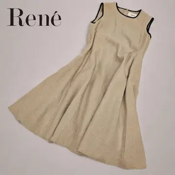 Ren 린넨 베이지 플레어 스커트 원피스 36 린넨