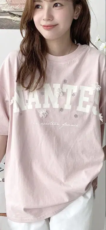 NANTES 오버사이즈 티셔츠 핑크