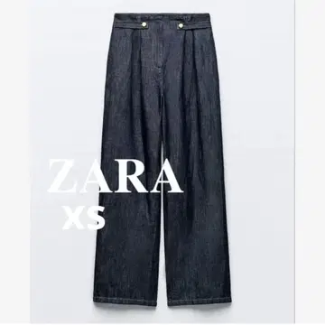 zara 린넨 혼방 데님풍 와이드 레그 팬츠