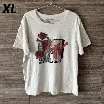 HYBRID 프린트 티셔츠 XL 해외 구제 의류 꽃무늬 MTV 뮤직 TV