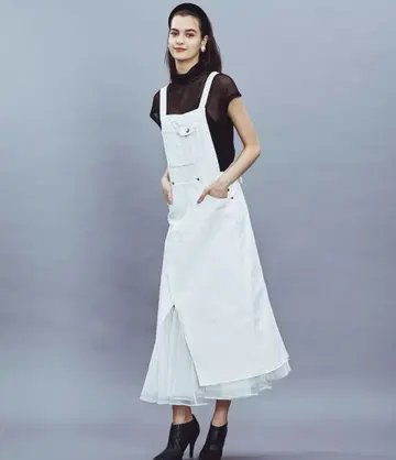 [ Belle vintage ] 튤 도킹 데님 멜빵바지