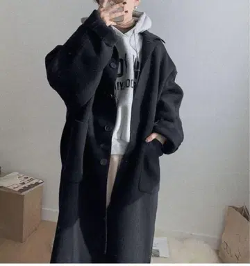 nokcha 울 오버코트 네이비