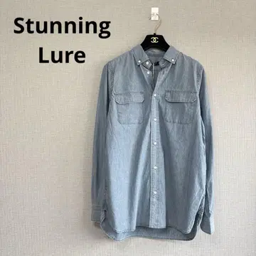 새상품 Stunning Lure 데님 셔츠 긴팔 코튼 미사용 블루
