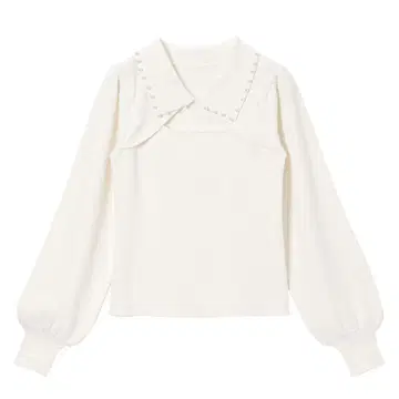 DearMyLoveRose 데콜테 오픈 펄 카라 니트탑