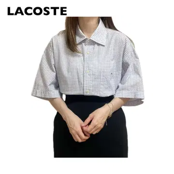 LACOSTE 라코스테 셔츠 체크 일본제 원포인트 자수 로고