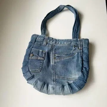 데님 프릴 토트백