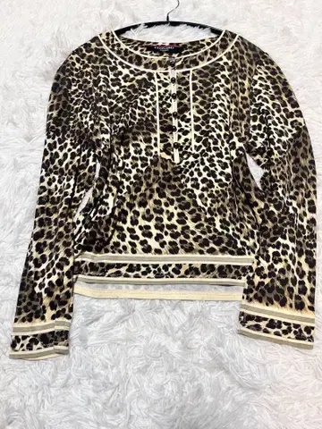 새상품급 레오나르 긴팔 셔츠, 레오파드 무늬 애니멀 빅 사이즈 LL