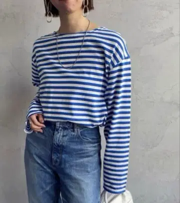 THE SHINZONE 마린 보더 롱T 블루