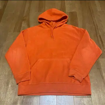 오렌지 플리스 후드 부착 후드티 구제 의류 빈티지