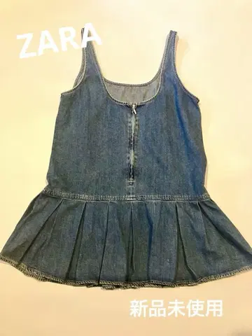 [미사용 새상품] ZARA 데님 박스 플리츠 원피스
