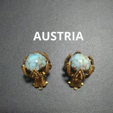 Austria 오스트리아 귀걸이 터콰이즈 유리 카보숑