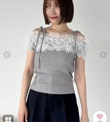 스나이델 레이스 콤비 하프 슬리브 니트 풀오버