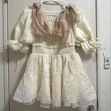 NICE CLAUP 어깨 리본 튜닉 원피스, 스커트 셋업