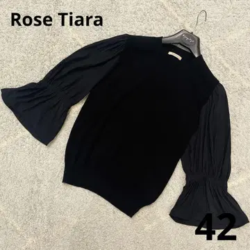 Rose Tiara 썸머 니트 레이온 상의 볼륨 소매 42