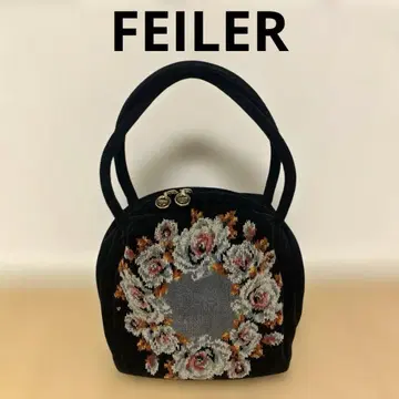 FEILER 페일러 핸드백 원형 꽃무늬 장미