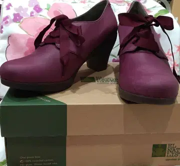 엘 나투랄리스타 보르도 숏부츠 리본 25cm 힐 약 7cm 미사용품입니다