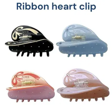 POTETE Ribbon heart clip 블랙 완판템