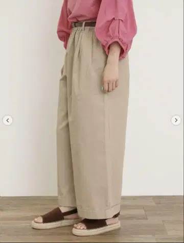 새상품 사만사 모스모스 벨트 치노 와이드 팬츠 베이지 M