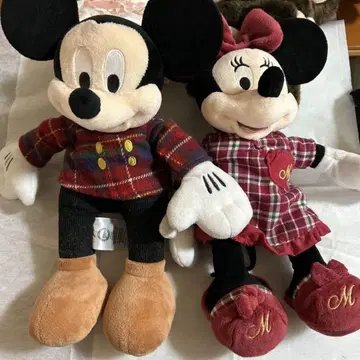 미키 미니 봉제 인형 체크 무늬 약 30cm