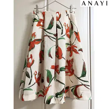 ANAYI 플라워 페인트 프린트 꽃무늬 플레어 스커트 정가 2.8만 엔