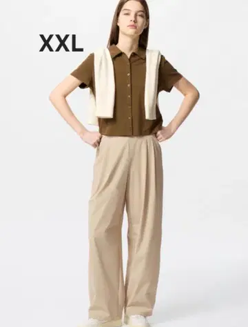 UNIQLO 울트라 스트레치 액티브 와이드 팬츠 XXL 베이지