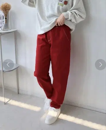 AS KNOW AS plus 플래셔 부착 컬러 팬츠 빨간색