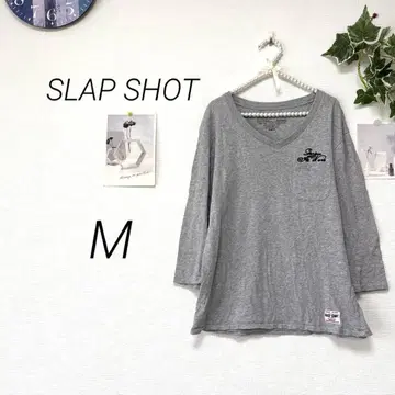 9963 SLAP SHOT 슬랩샷 V넥 자수 티셔츠 M