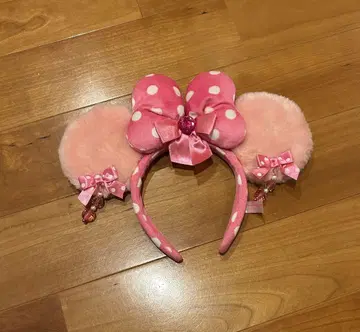 미니 마우스 핑크 도트 리본 머리띠