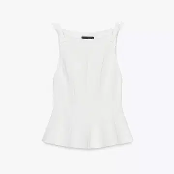 새상품 ZARA 페플럼 리본 상의 화이트