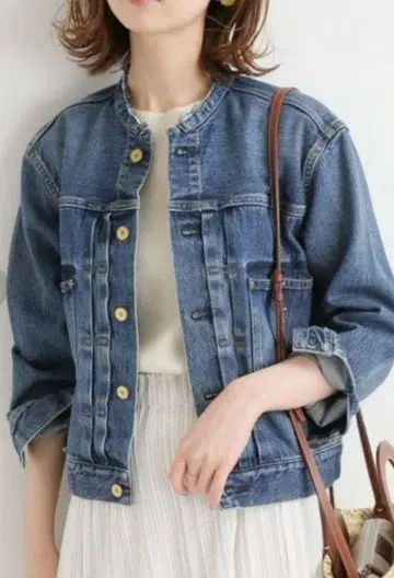 IENA 리메이크 턱 데님 자켓 블루종 36 사이즈