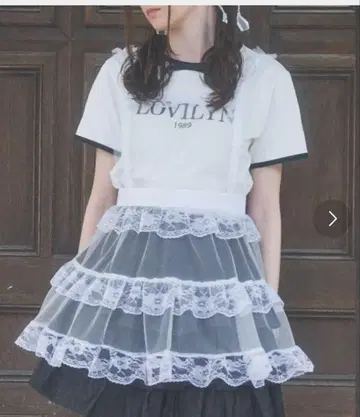 lovilyn 덕질 튤 에이프런 원피스 화이트