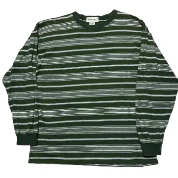eddie bauer 90년대 화이트 택 좋은 배색 그린 보더 롱T