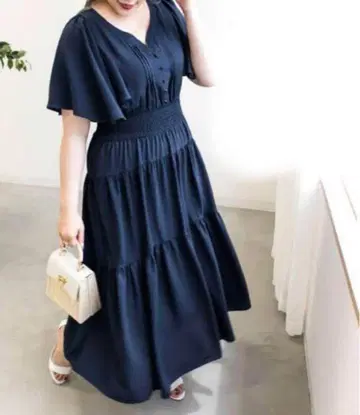 CLETTE 쿠레트 오리지널 하트넥 케이프 원피스 3L 네이비