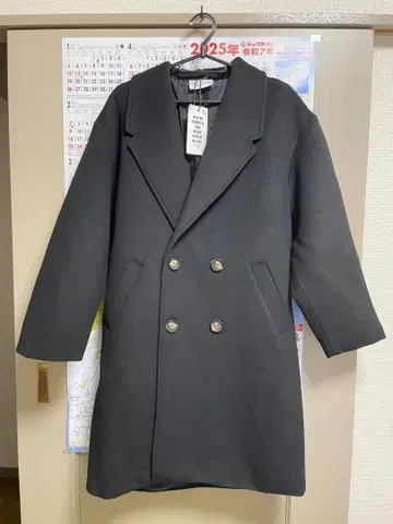 블랙 남성용 트위드 코트