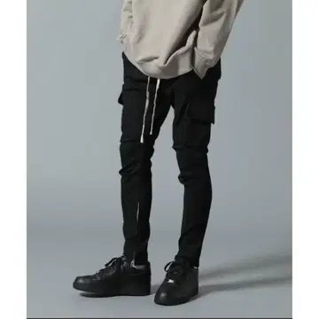DANKE SCHON 블랙 카고 스키니 팬츠 카고 포켓 부착