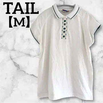 TAIL 테일 [ M ] 자수 화이트 피케 셔츠 반팔 화이트
