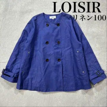 LOISIR 로와지르 린넨 노카라 자켓 코트 블루