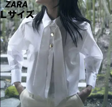 ZARA 새상품 숏 기장 리본 타이 포플린 셔츠
