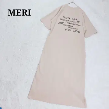 MERI 미리 백 로고 내로우 T 원피스 베이지 반팔