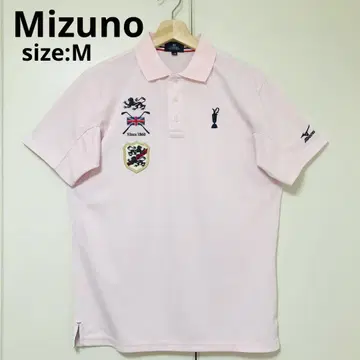 MIZUNO 미즈노 반팔 피케 셔츠 핑크 자수 와펜 M