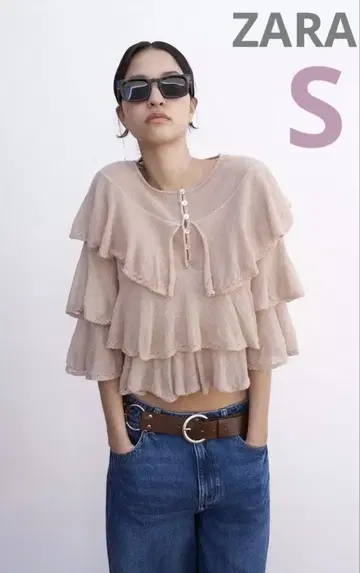 새상품 ZARA 프릴 니트 탑 S