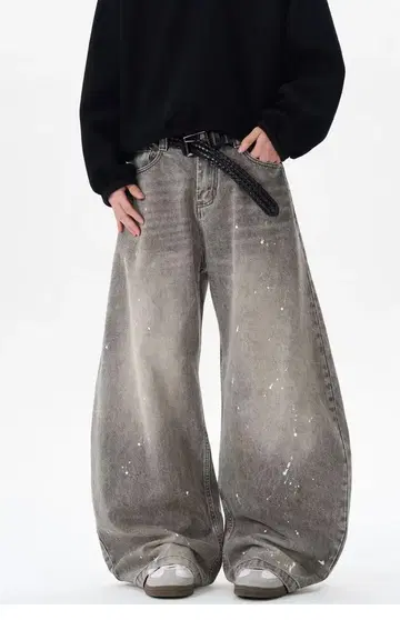 GRUNGE PAINTSPLATTER WIDE-LEG DENIMPANTS