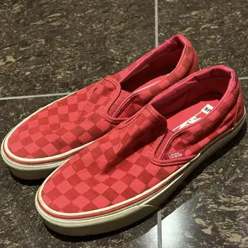 vans 반스 체커 빨간색 슬립온 스니커즈 23cm 여성용