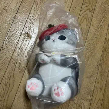 고양이 봉제 인형 빨간 모자 포함 약 30cm