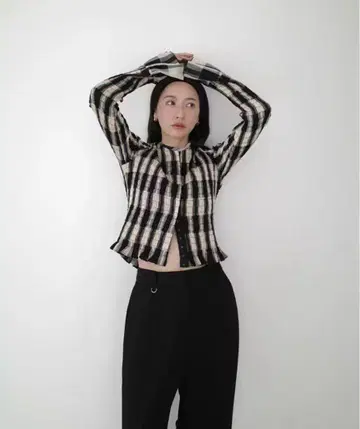 CLANE 클라네 SHIRRING DESIGN BLOUSE mix