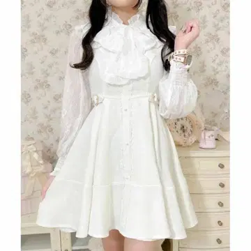 ROJITA 밑단 페플럼 사이드 버클 원피스 화이트 원피스