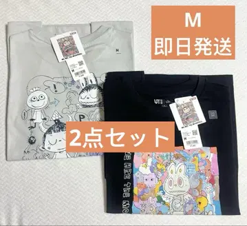 유니클로 팝마트 더 몬스터즈 라부부 T셔츠 M 2세트